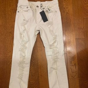 R13 New White Ripped Denim  Jeans